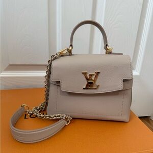 Louis Vuitton Beige Mini Bag with Gold Accents